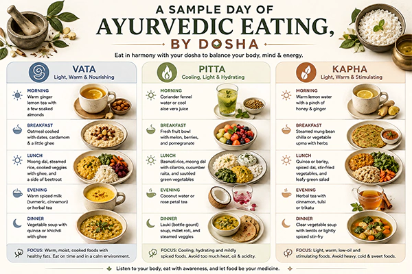 A Sample Day of Ayurvedic Eating, By Dosha