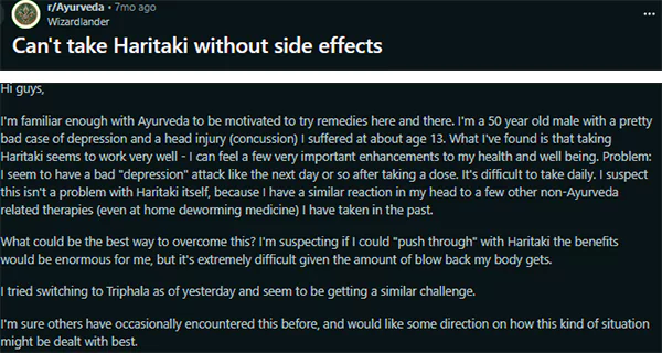 Cant take Haritaki without side effects Reddit query