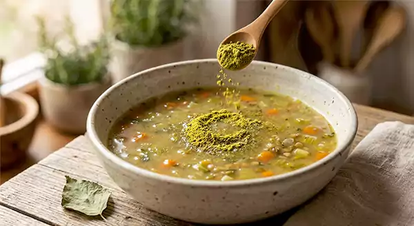 Indian nettle powder in soup