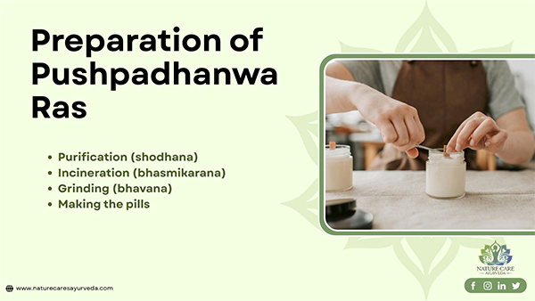 List of Preparation Steps in the Making of Pushpadhanwa Ras